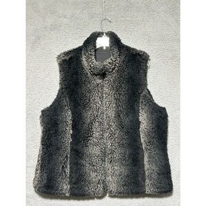 Kristen Blake Coat Jacket‎ Women XL Reversible Faux Fur Zip Up Black Boho Grunge